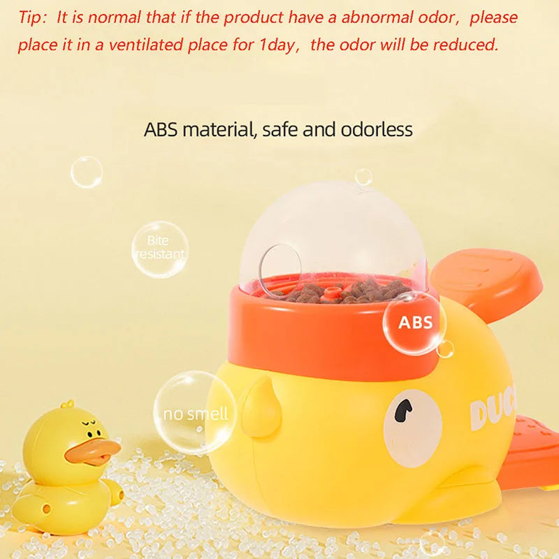 Yellow Duck-Shaped Interactive Cat Treat Dispenser