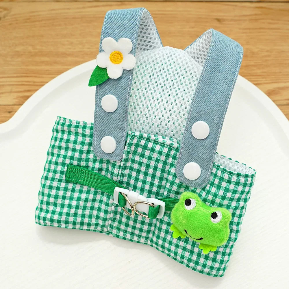 Cartoon Pet Harness Leash Sun Hat Set