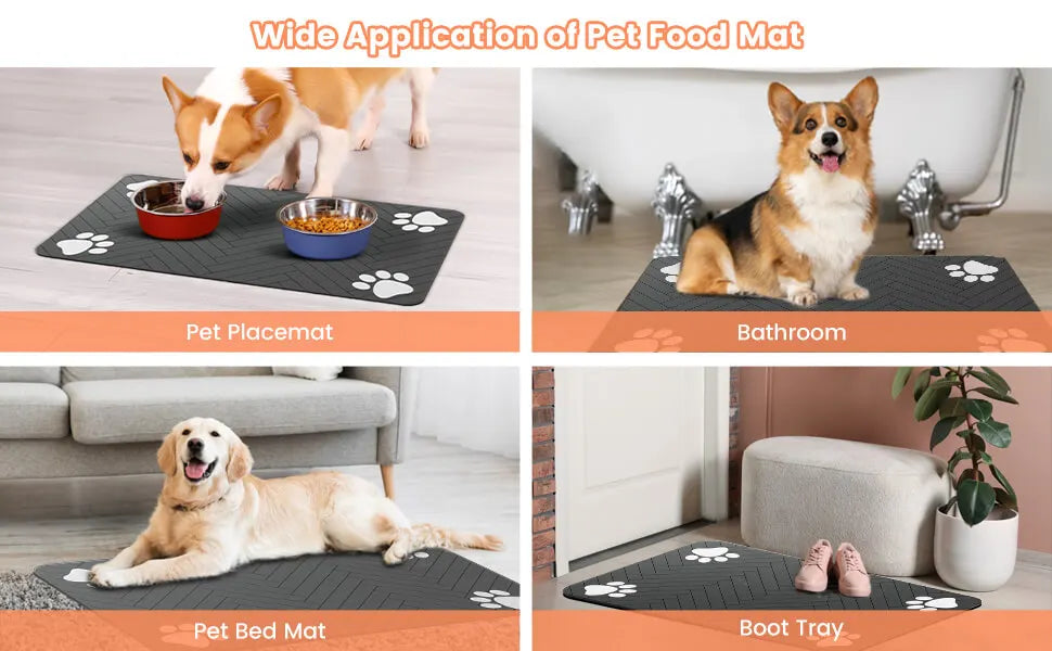 Waterproof Rubber Mat For Food and Water Bowl