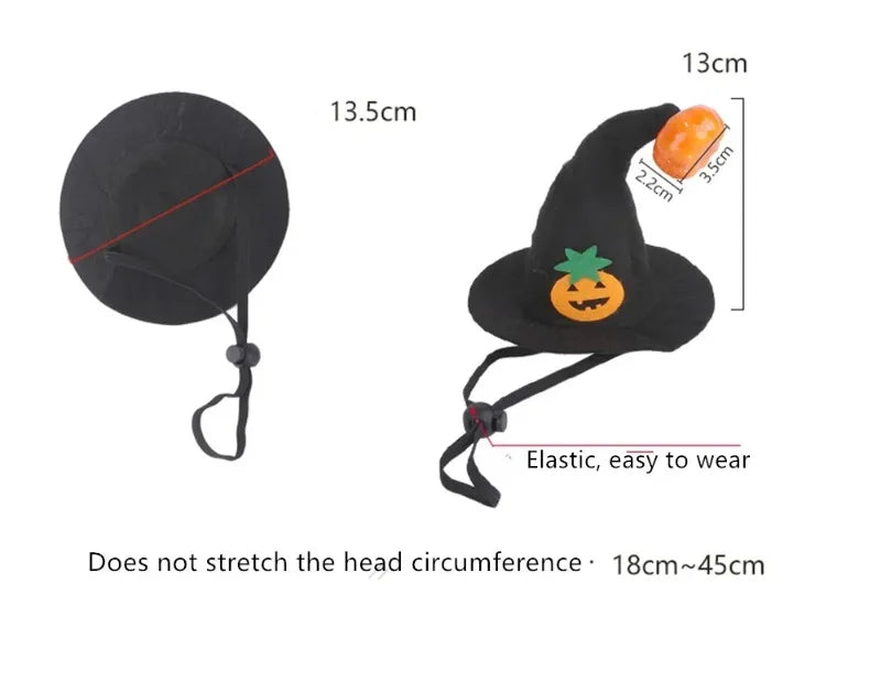 Halloween Witch Hat, Adjustable Soft Felt Pumpkin Cosplay Costume