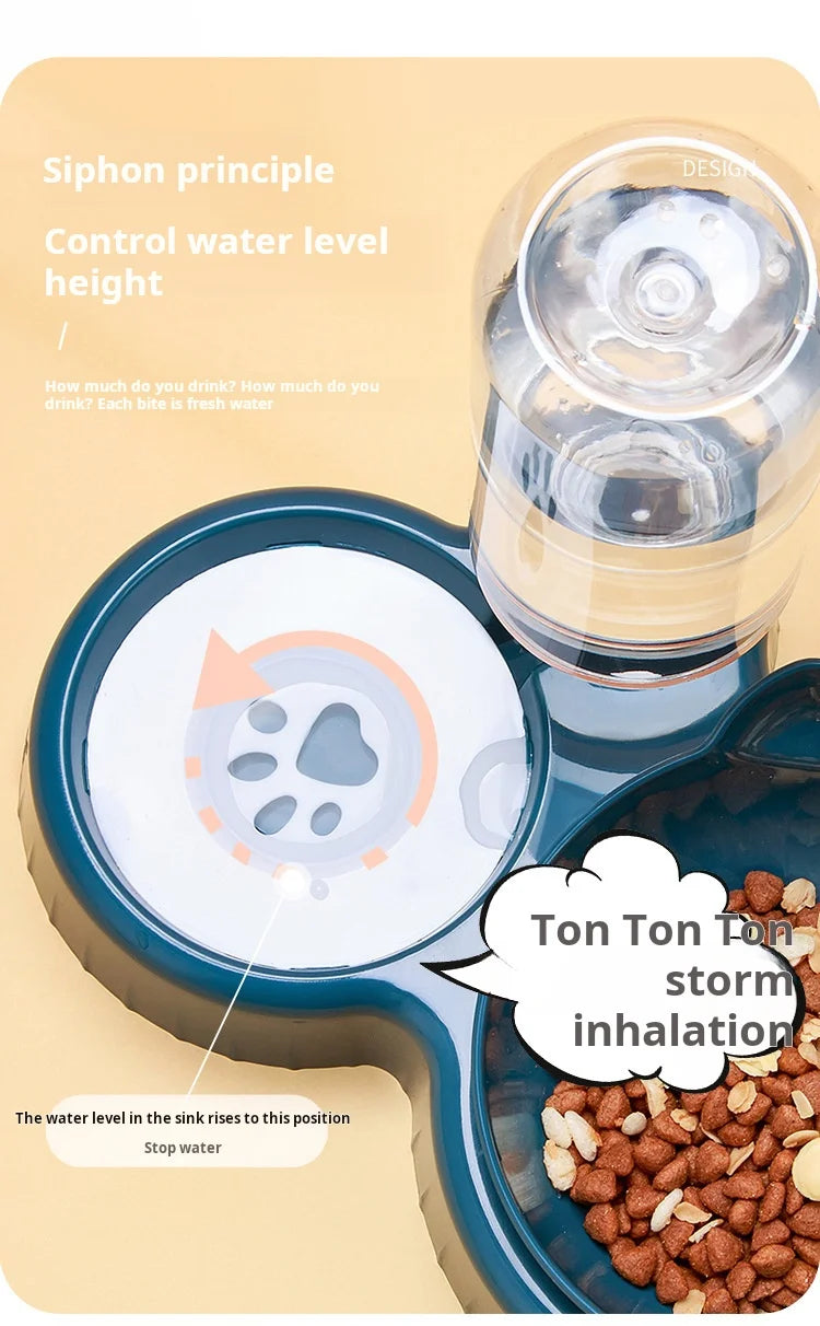Ear Design Tilted Cat Water And Food Bowl