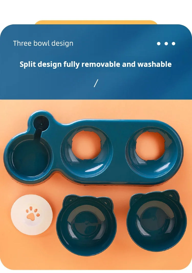 Ear Design Tilted Cat Water And Food Bowl