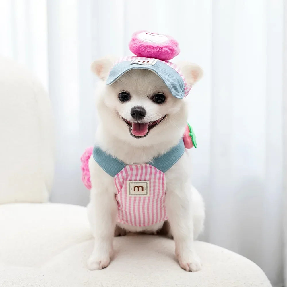 Cartoon Pet Harness Leash Sun Hat Set