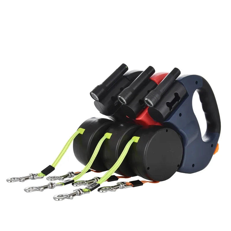 Premium 3M Retractable Double Dog Leash With LED Lights