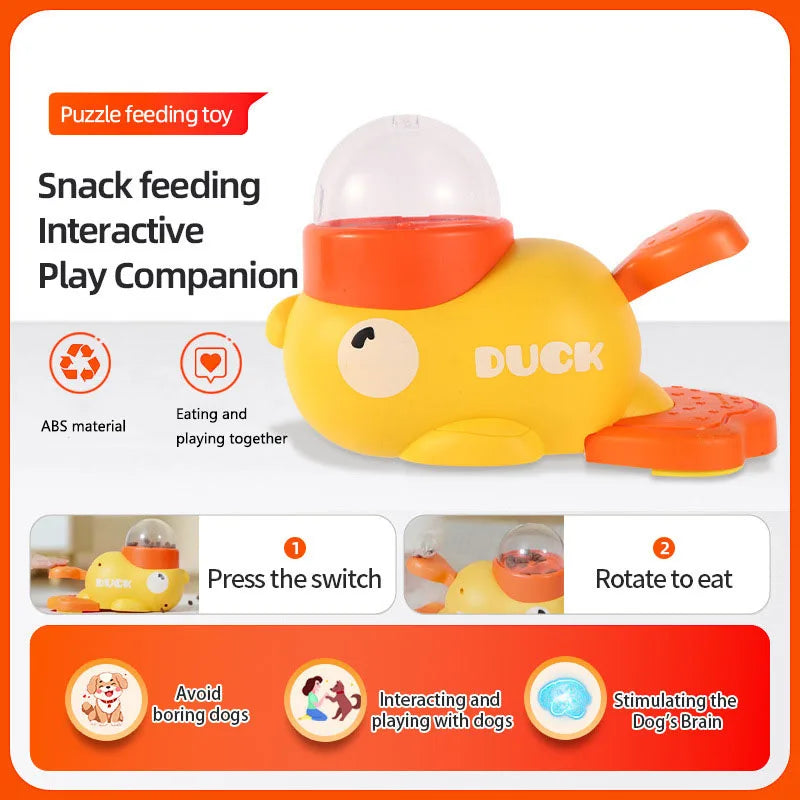 Yellow Duck-Shaped Interactive Cat Treat Dispenser