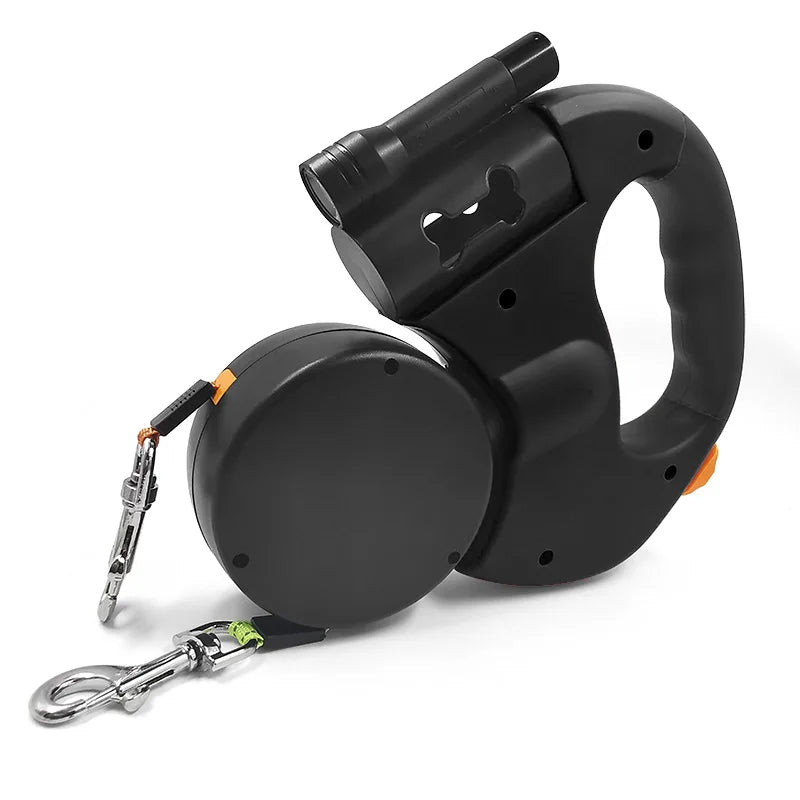 Premium 3M Retractable Double Dog Leash With LED Lights