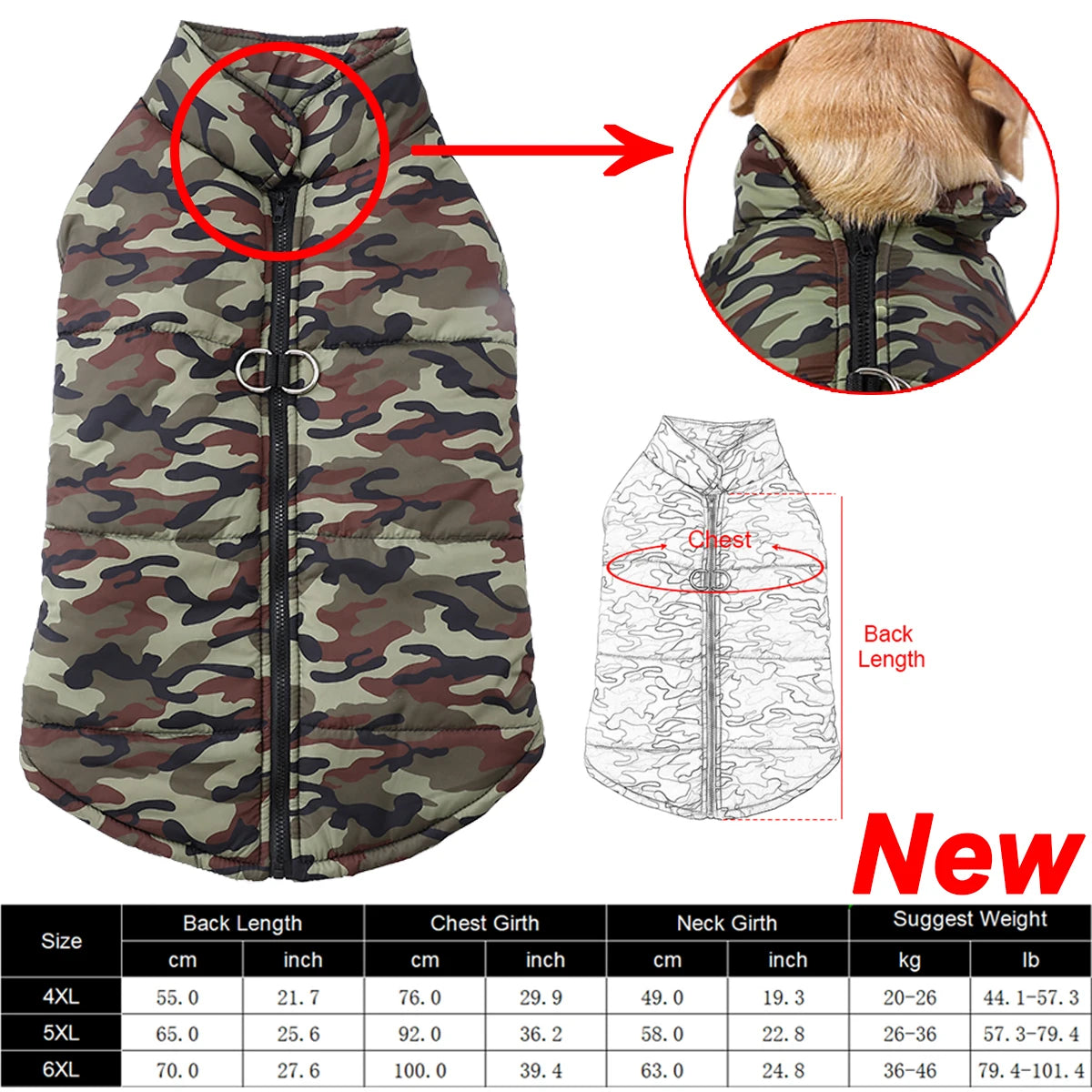 Waterproof Camouflage Coat Large Dogs