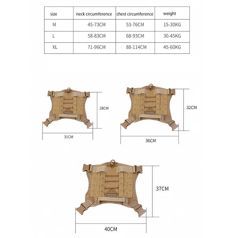 Tactical Dog Harness Military Training K9 Padded