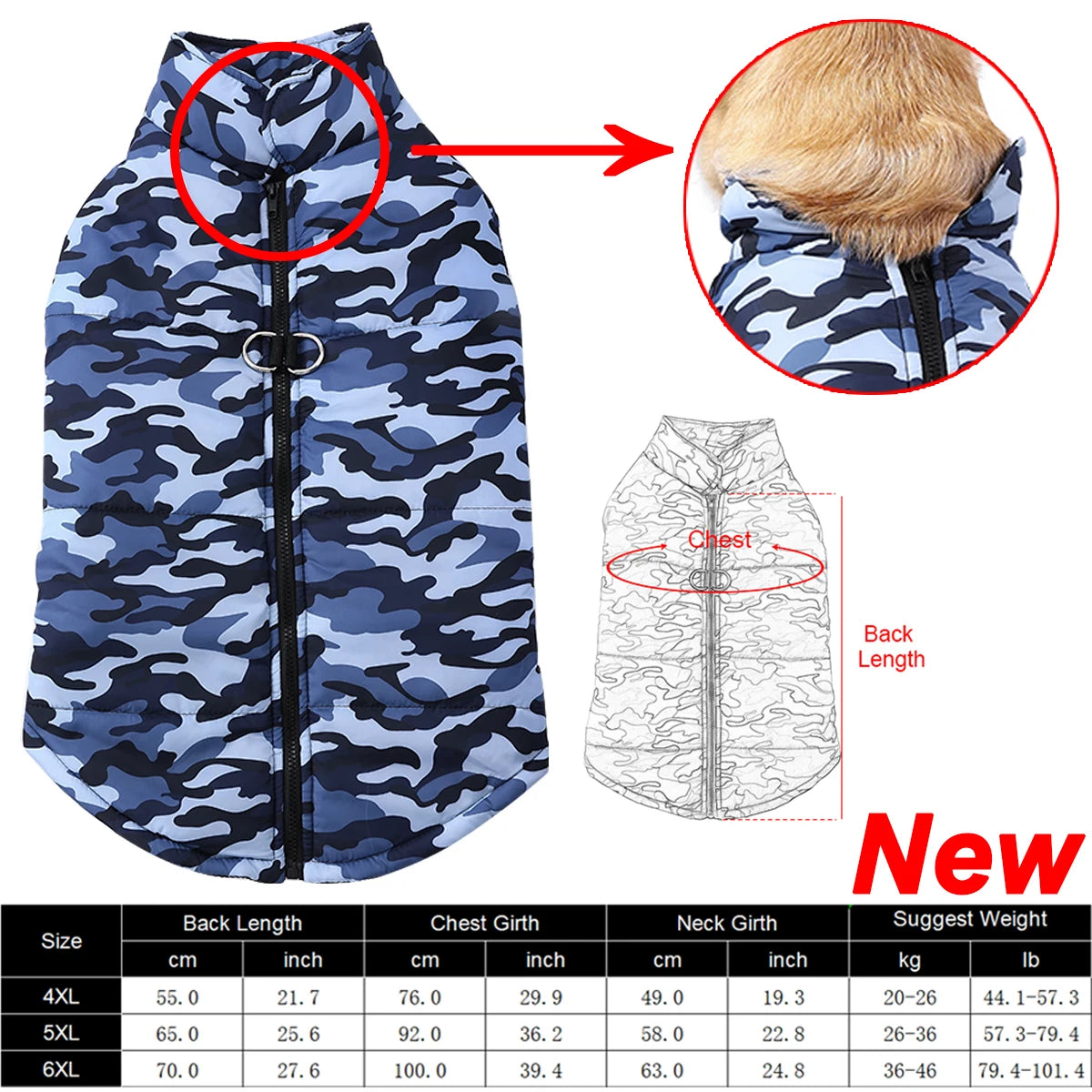 Waterproof Camouflage Coat Large Dogs