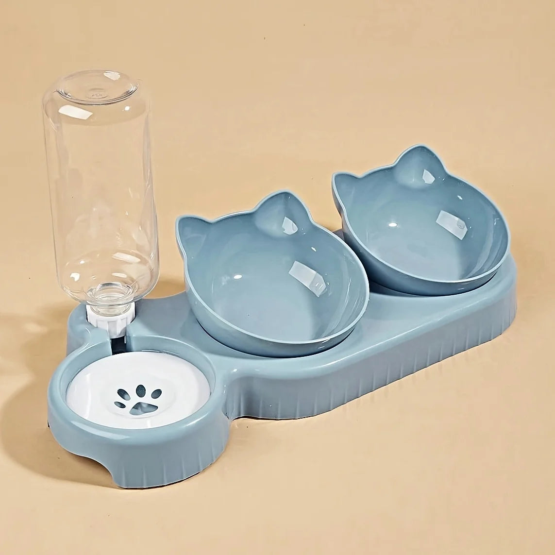 Ear Design Tilted Cat Water And Food Bowl