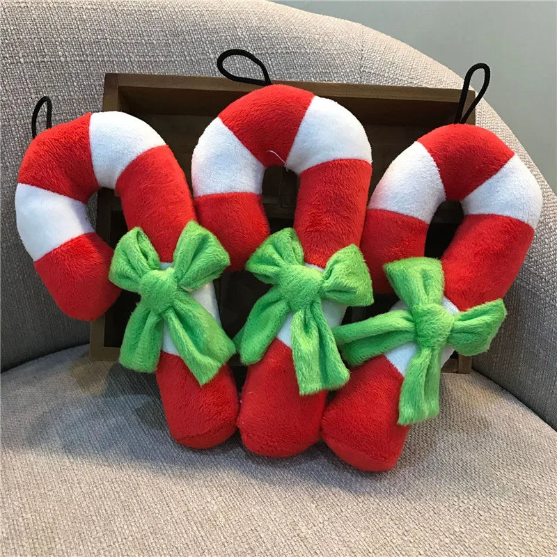 Christmas Candy Shaped Pet Toy Pet Dog Voice Toy Plush Doll Sofa Cushion Christmas Decor Puppy Teeth Grinding Anti Bite Dog Toy
