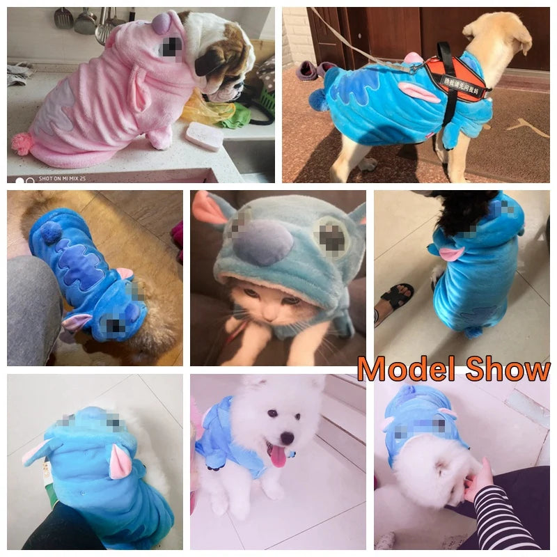 Samoyed dog clothes Winter Blue/Pink Large pajamas