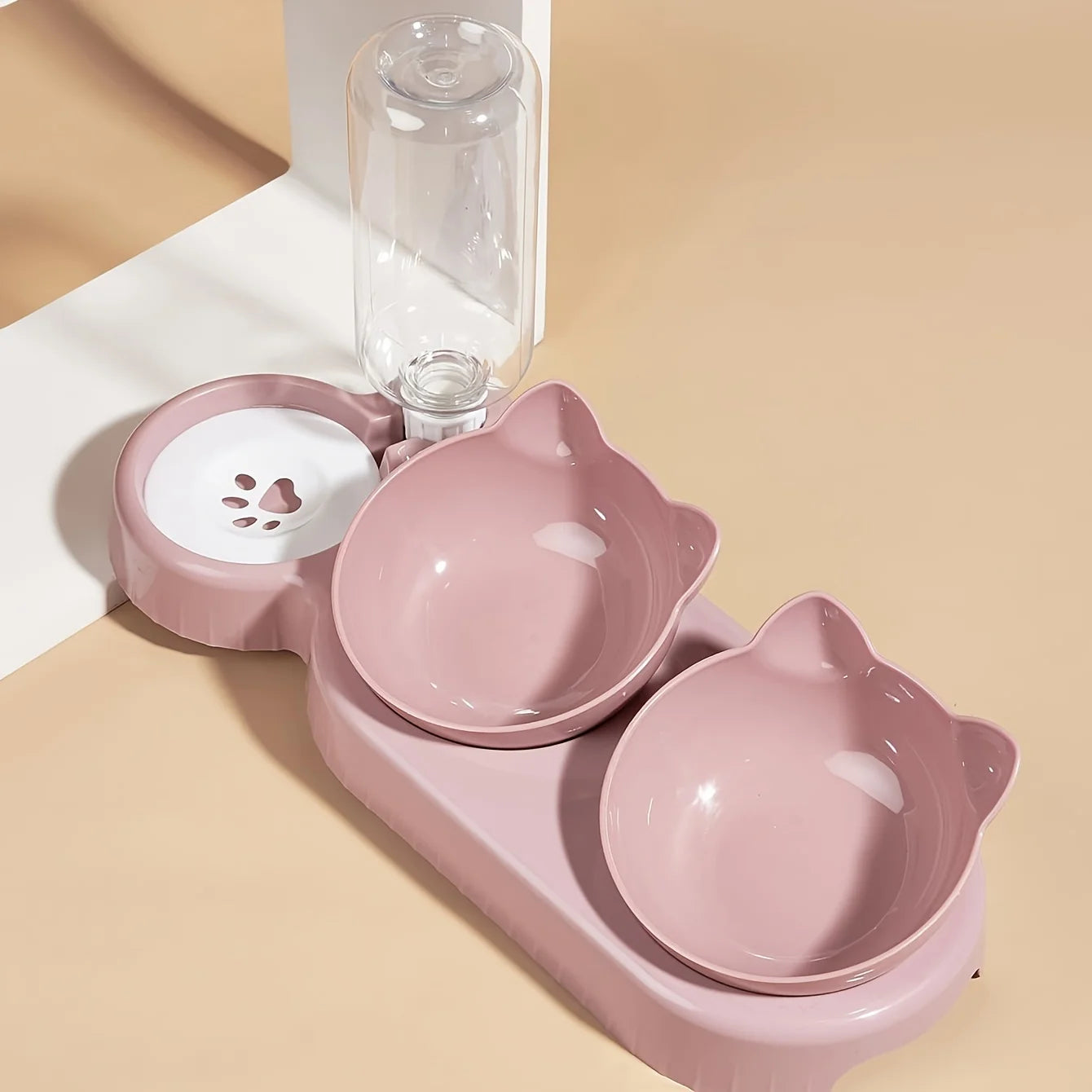 Ear Design Tilted Cat Water And Food Bowl