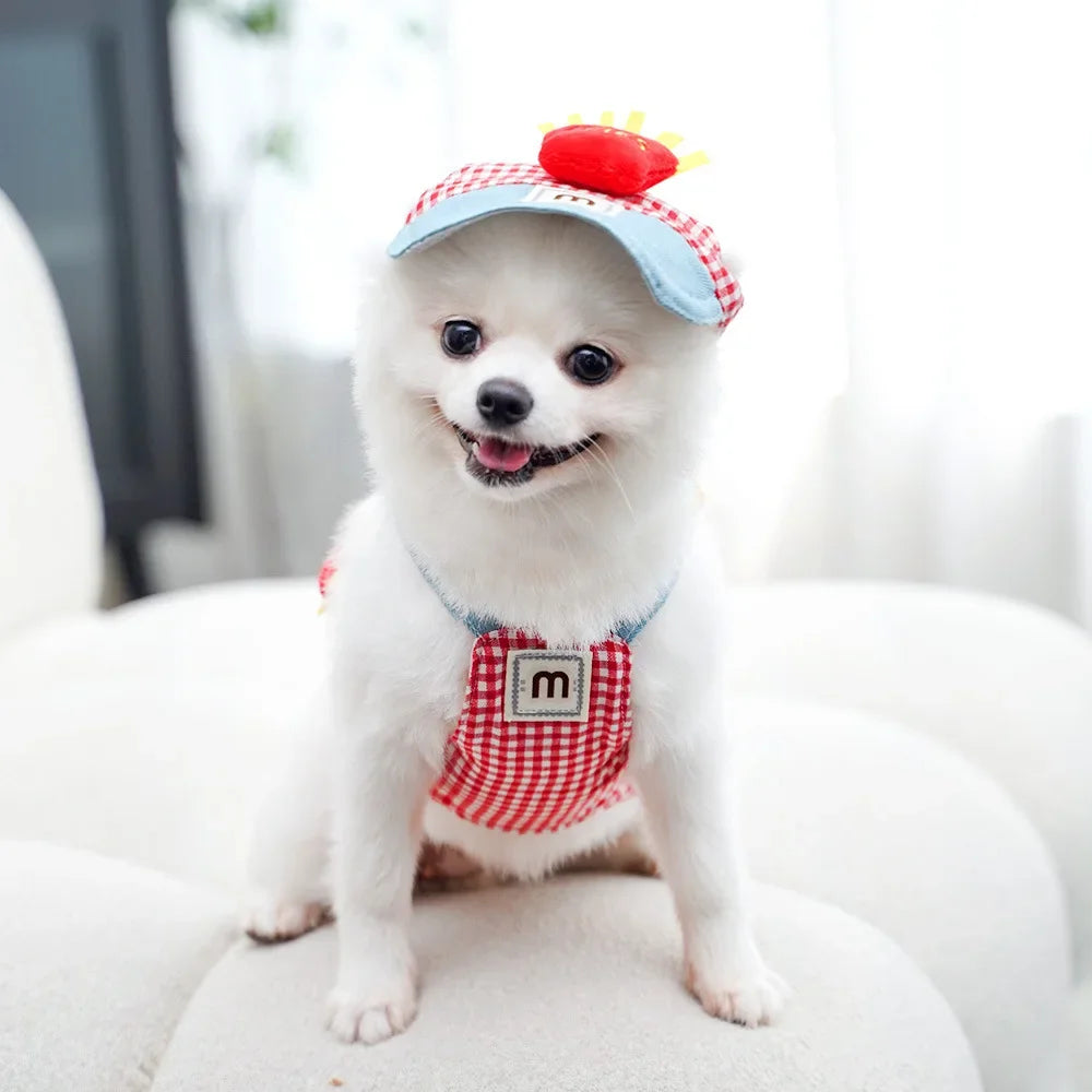 Cartoon Pet Harness Leash Sun Hat Set