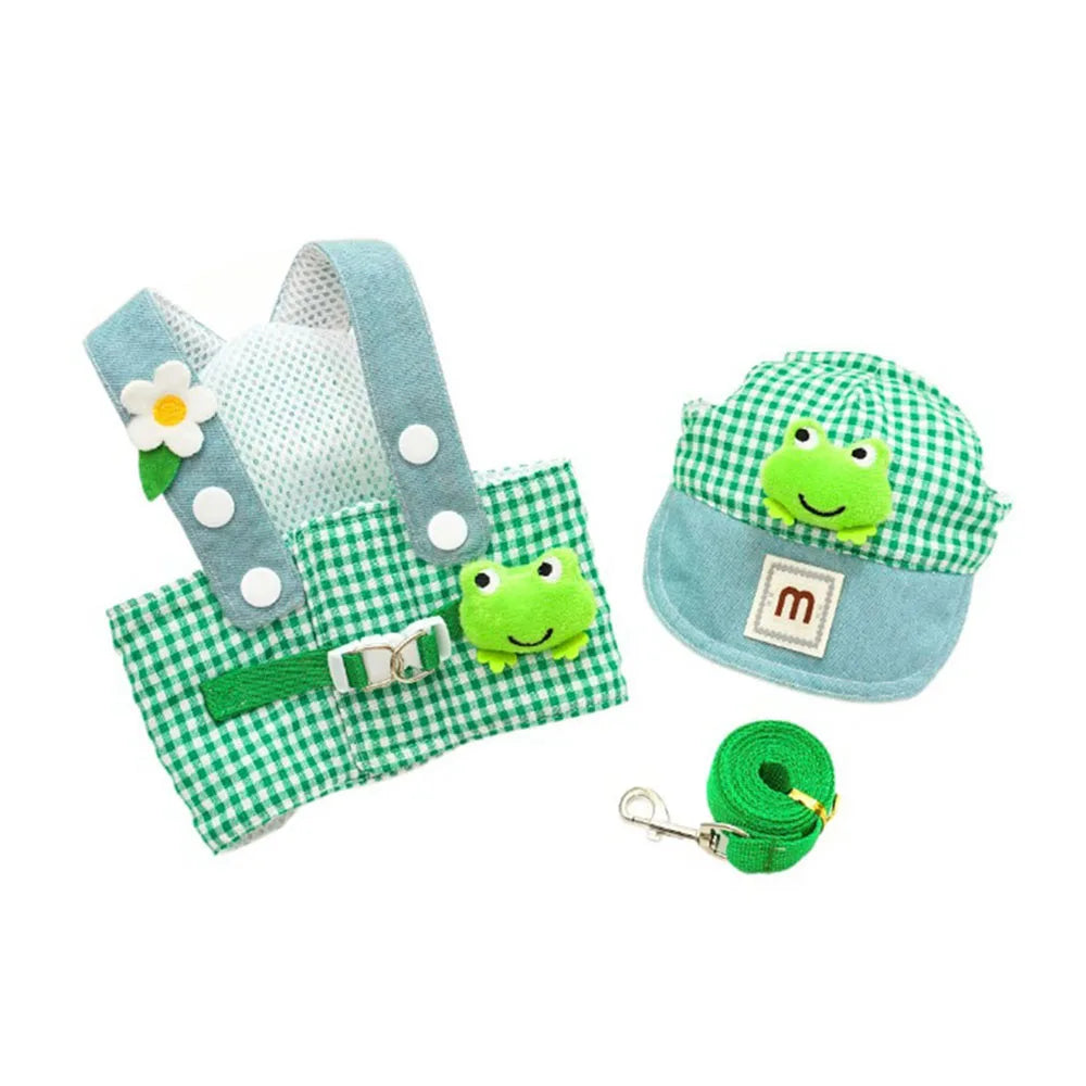 Cartoon Pet Harness Leash Sun Hat Set