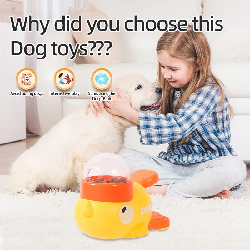Yellow Duck-Shaped Interactive Cat Treat Dispenser
