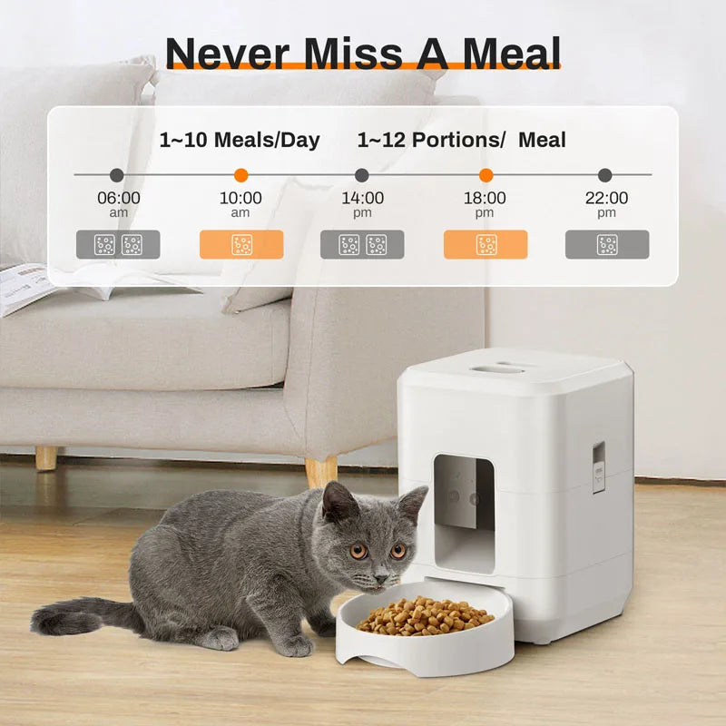 2L Smart Control Pet Feeder Usb Rechargeable