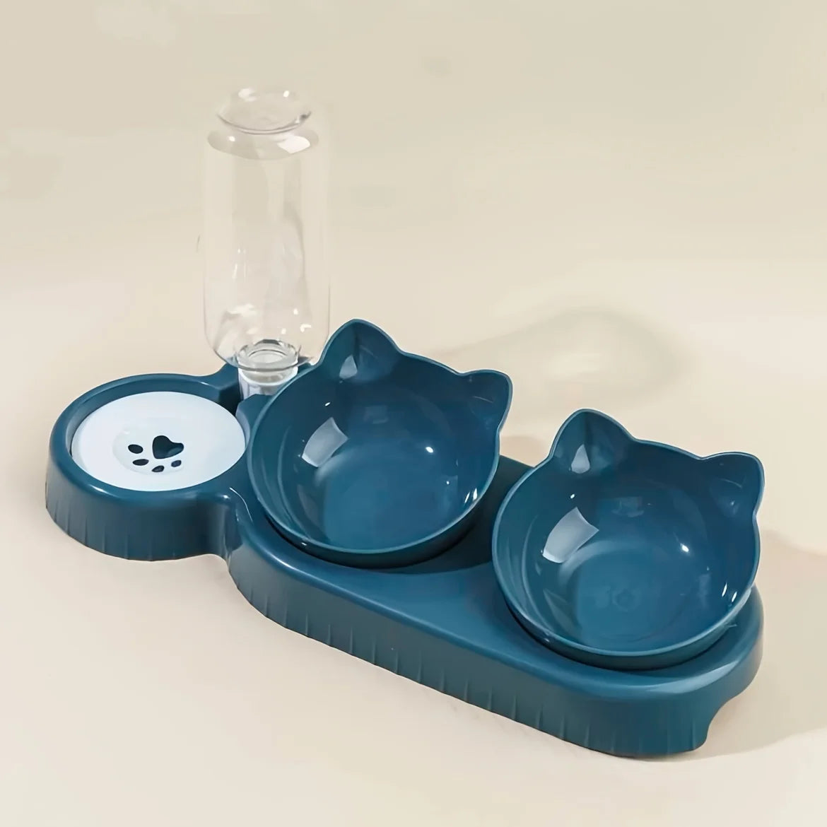 Ear Design Tilted Cat Water And Food Bowl