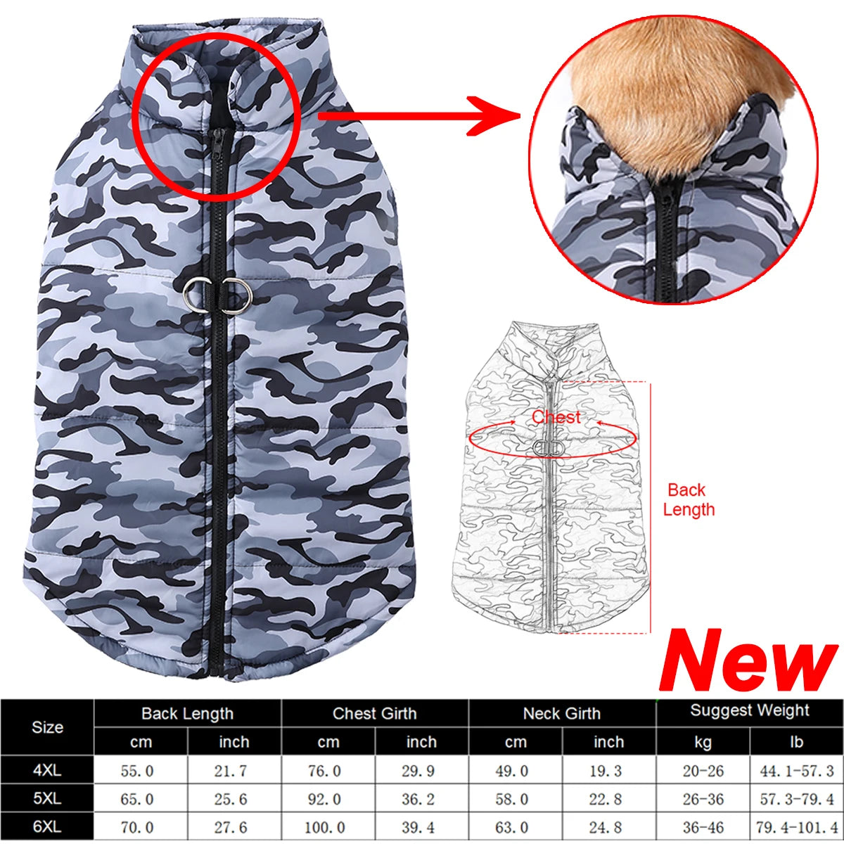 Waterproof Camouflage Coat Large Dogs