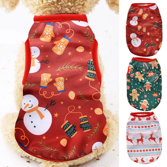 Christmas Dog Clothes Cotton Pet Clothing Hoodies For Small Dogs Cats Vest Shirt Puppy Dog Costume Chihuahua Yorkies Outfit