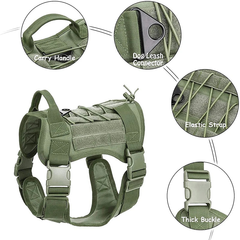 Tactical Dog Harness Military Training K9 Padded