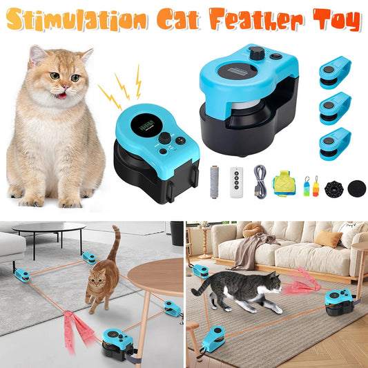 Interactive Cat Toy Stimulation Cat Feather Toy Cats Treadmill Exerciser Adjustable Speed Simulated Toy Cat Indoor Treadmill Toy
