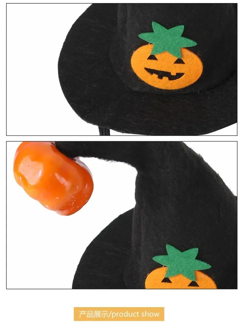 Halloween Witch Hat, Adjustable Soft Felt Pumpkin Cosplay Costume