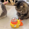 Yellow Duck-Shaped Interactive Cat Treat Dispenser
