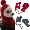 Hat for Dogs Winter Warm Stripes Knitted Hat+Scarf Collar Puppy Teddy Costume Christmas Clothes Santa Dog Costume