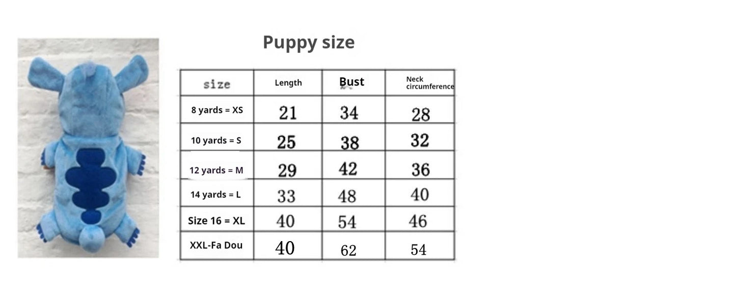 Autumn Winter Cartoon Pet Clothing Stitch