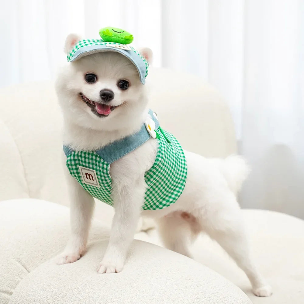 Cartoon Pet Harness Leash Sun Hat Set
