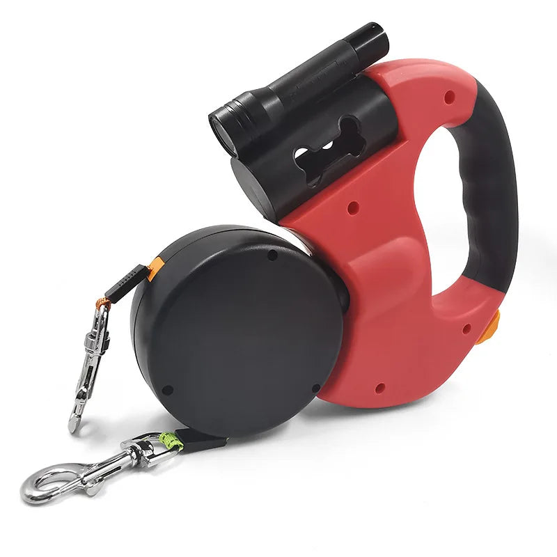 Premium 3M Retractable Double Dog Leash With LED Lights