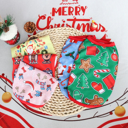 New Christmas limited edition cat and dog clothes vest, pet clothes teddy bear, small dog short, non stick fur